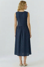 Dark Blue Sleeveless Midi Dress