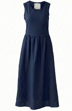 Dark Blue Sleeveless Midi Dress