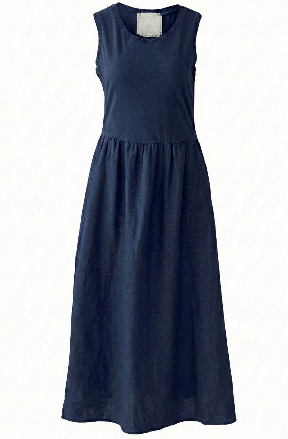 Dark Blue Sleeveless Midi Dress