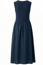 Dark Blue Sleeveless Midi Dress