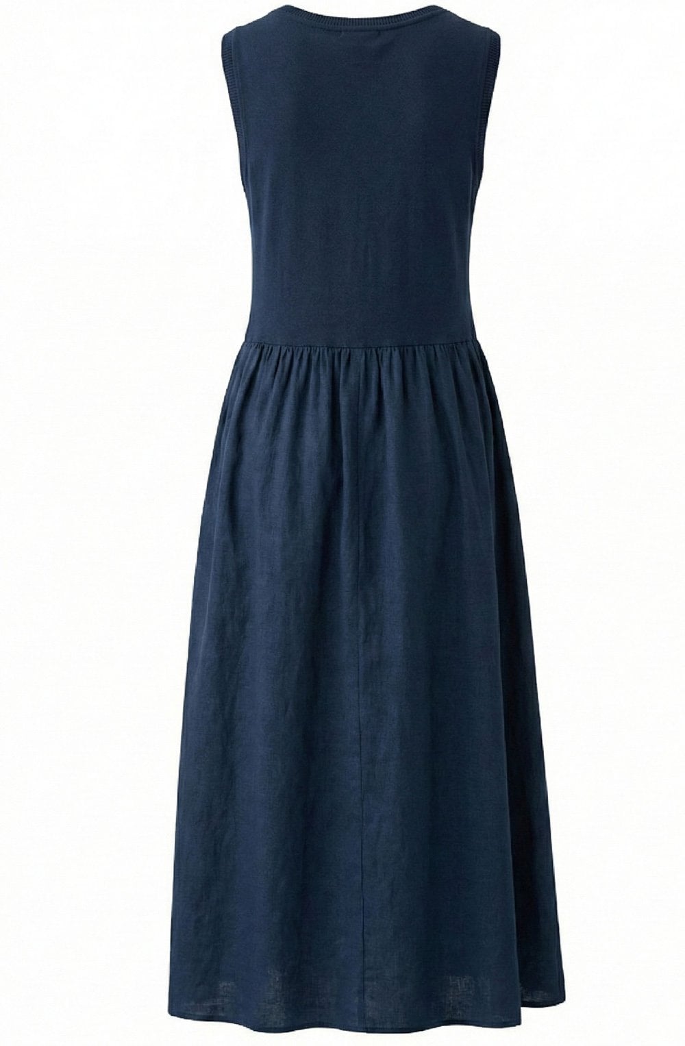 Dark Blue Sleeveless Midi Dress