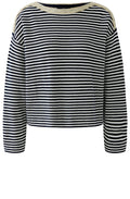 Dark Blue Stripe and Gold Shimmer Neck Jumper