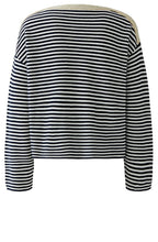 Dark Blue Stripe and Gold Shimmer Neck Jumper