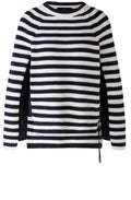 Dark Blue Striped Jumper with Zip Detail