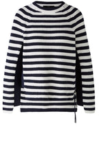 Dark Blue Striped Jumper with Zip Detail