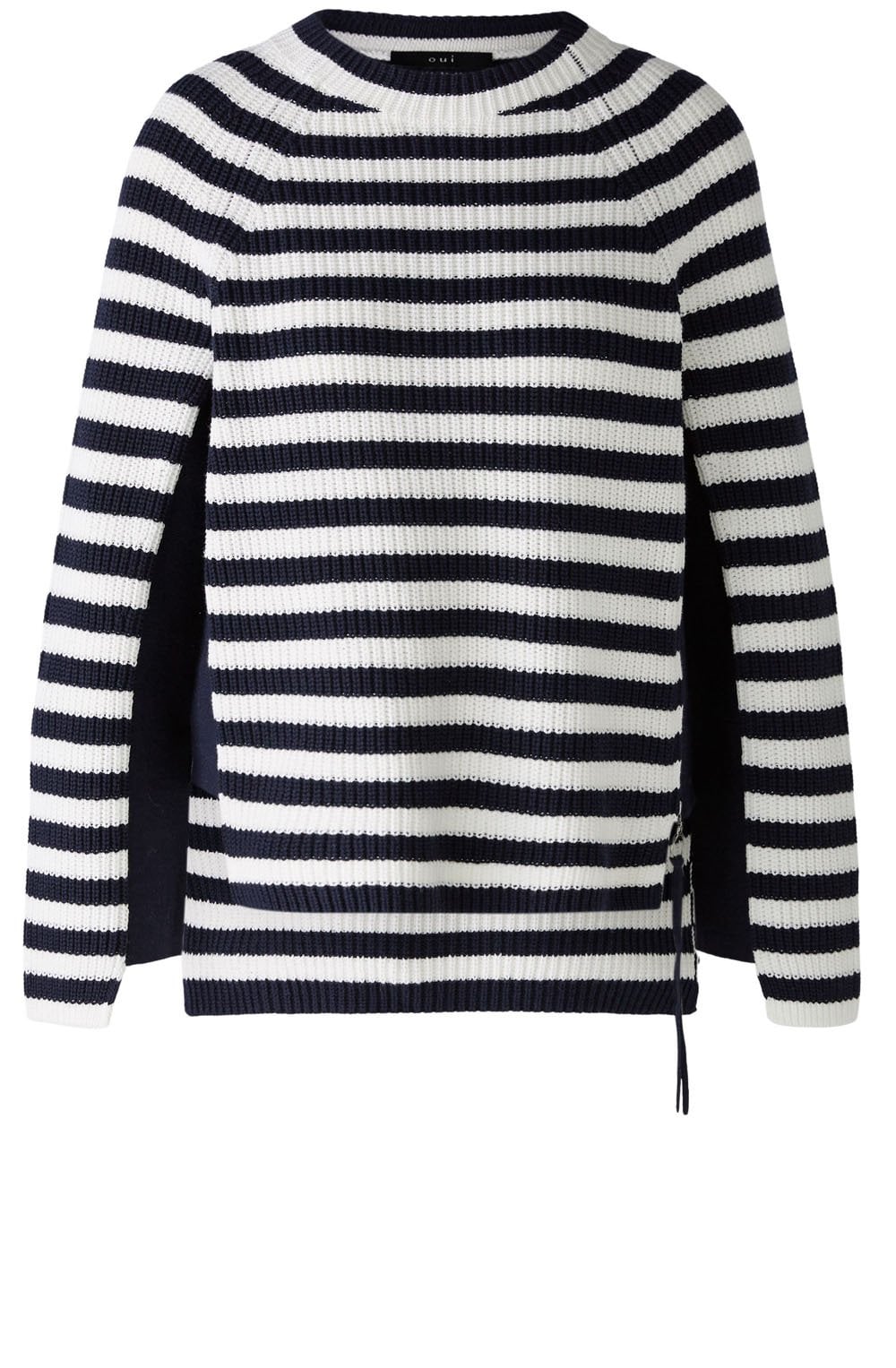 Dark Blue Striped Jumper with Zip Detail