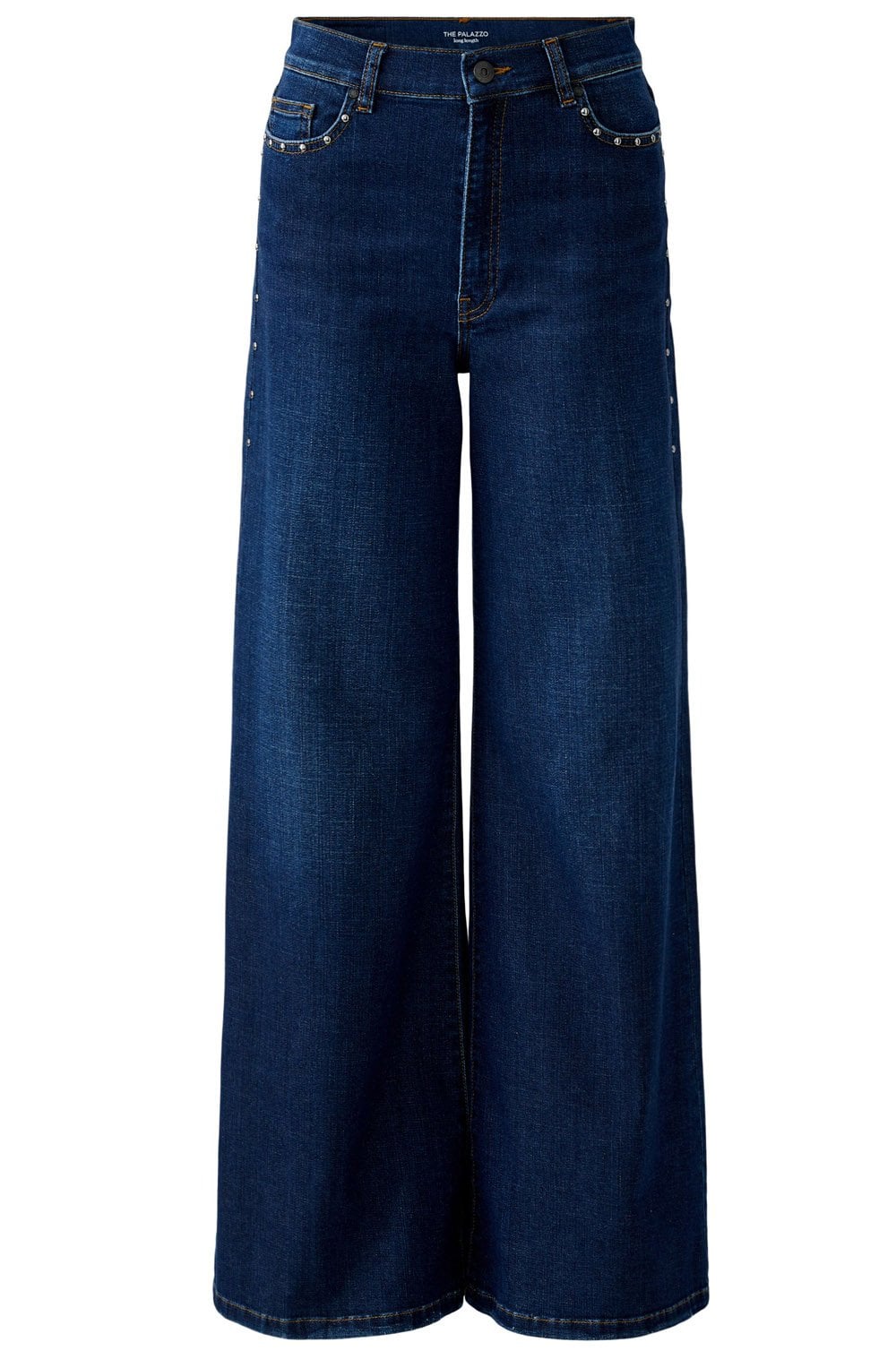 Dark Blue Studded Palazzo Jeans