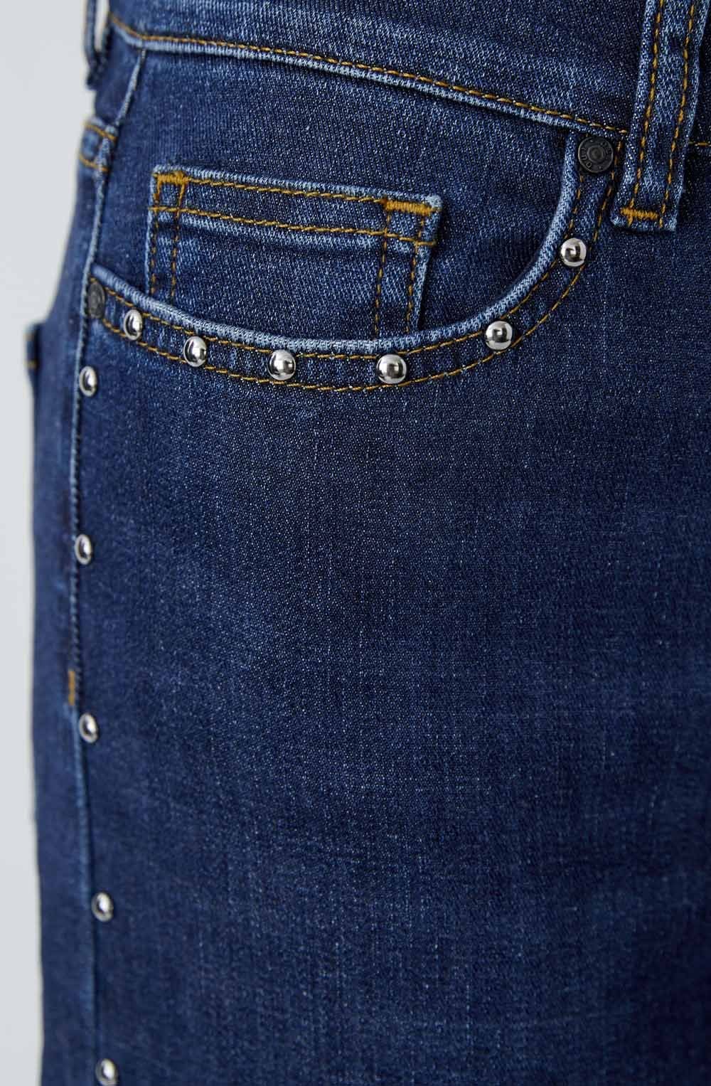 Dark Blue Studded Palazzo Jeans