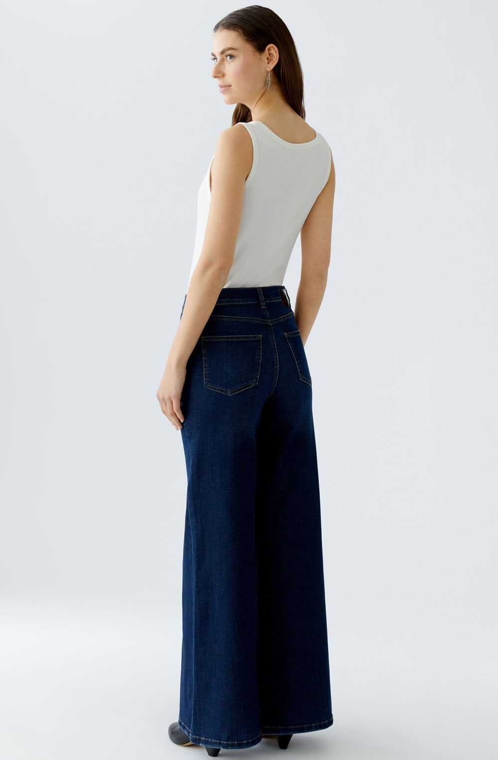 Dark Blue Studded Palazzo Jeans