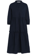 Dark Blue V Neck Ruffle Tiered Dress