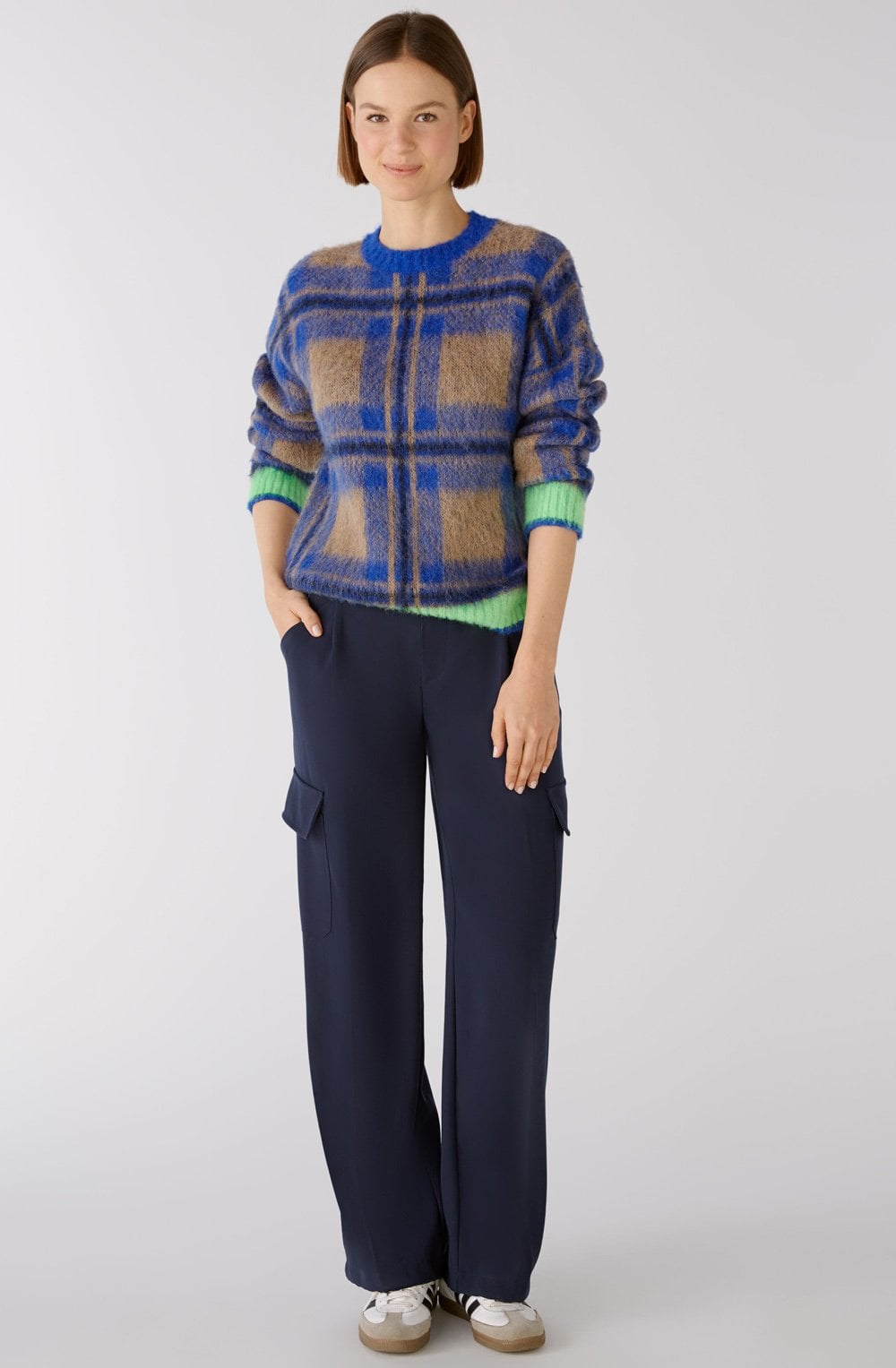 Dark Blue Wide Leg Cargo Trousers