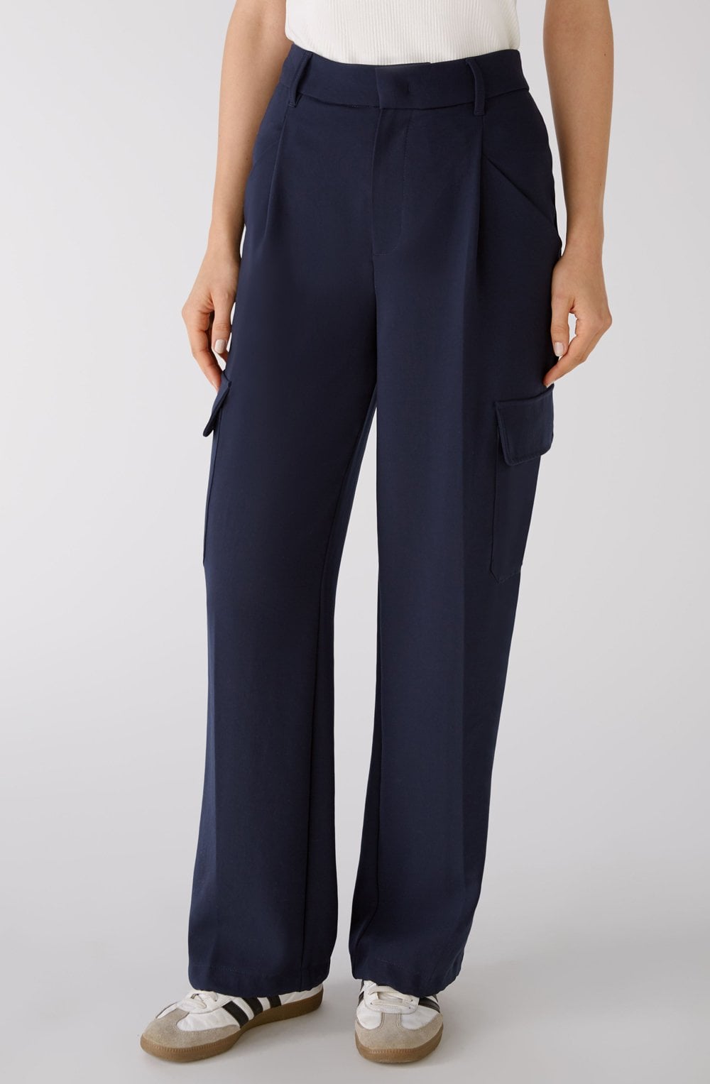 Dark Blue Wide Leg Cargo Trousers