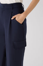 Dark Blue Wide Leg Cargo Trousers