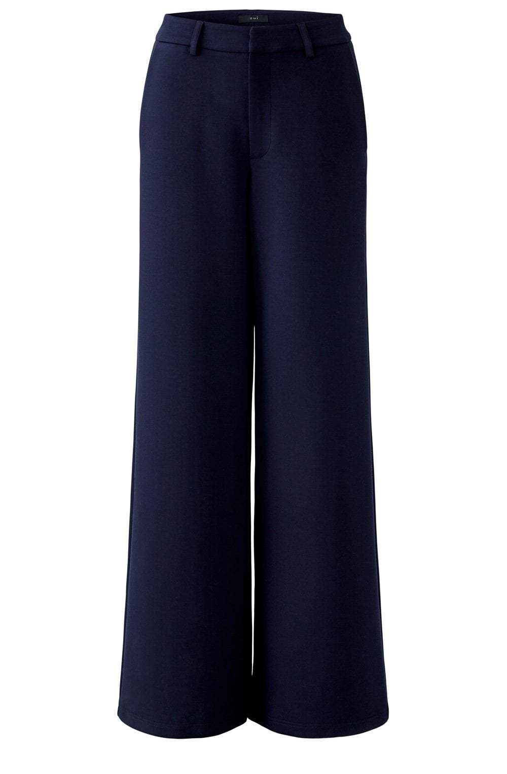 Dark Blue Wide Leg Scuba Trousers