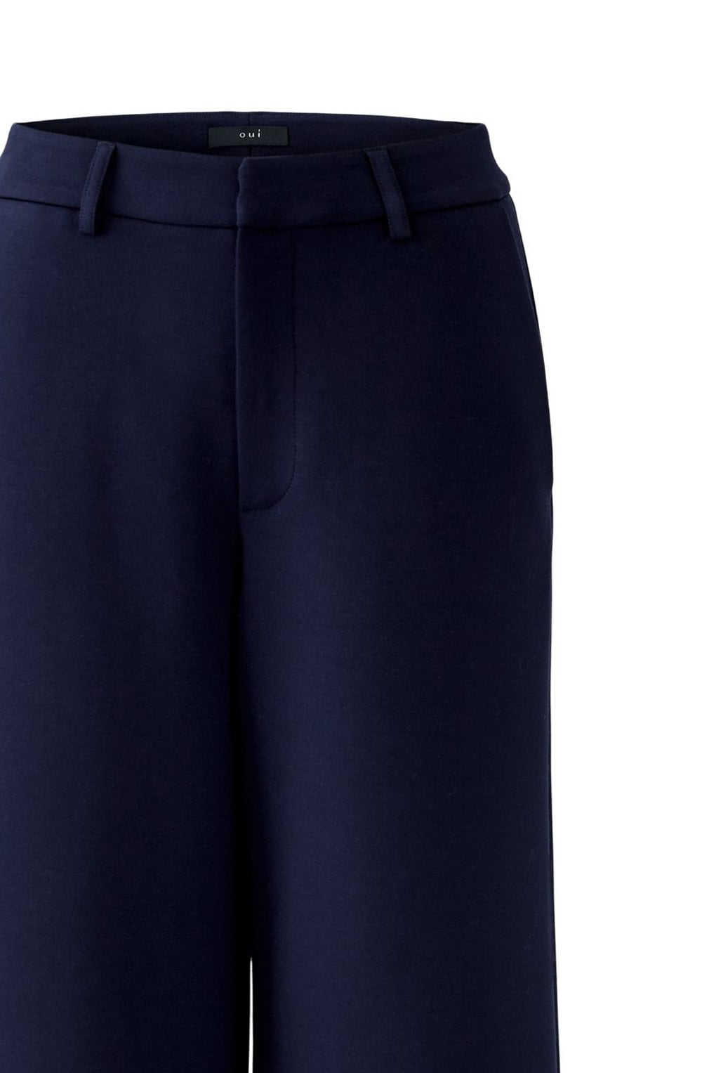 Dark Blue Wide Leg Scuba Trousers