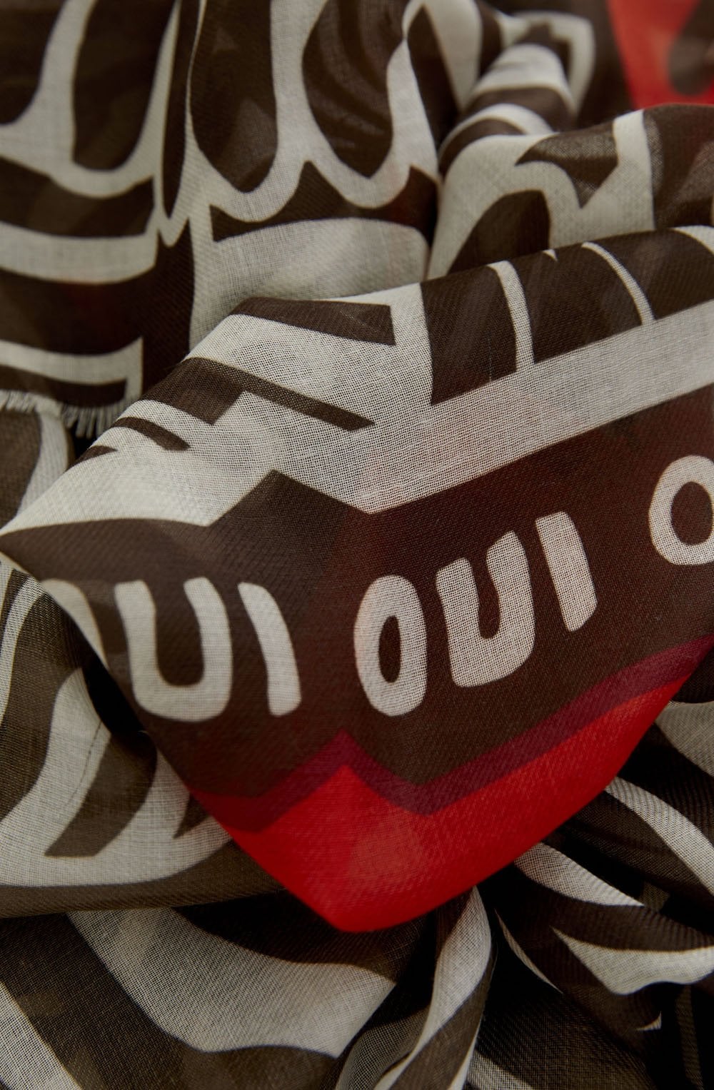 Dark Brown and Red Orange Bold Print Scarf