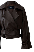 Dark Brown Faux Leather Cropped Mac Jacket