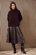 Dark Brown Faux Leather Skirt