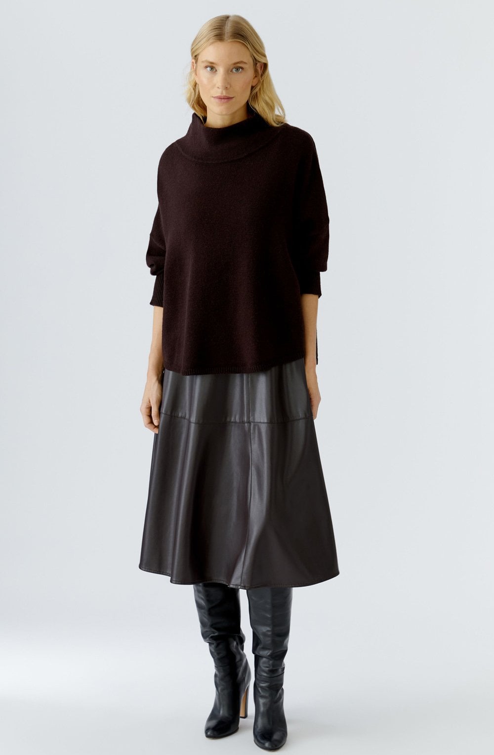 Dark Brown Faux Leather Skirt