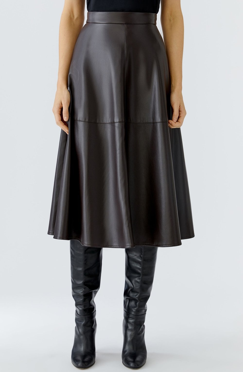 Dark Brown Faux Leather Skirt