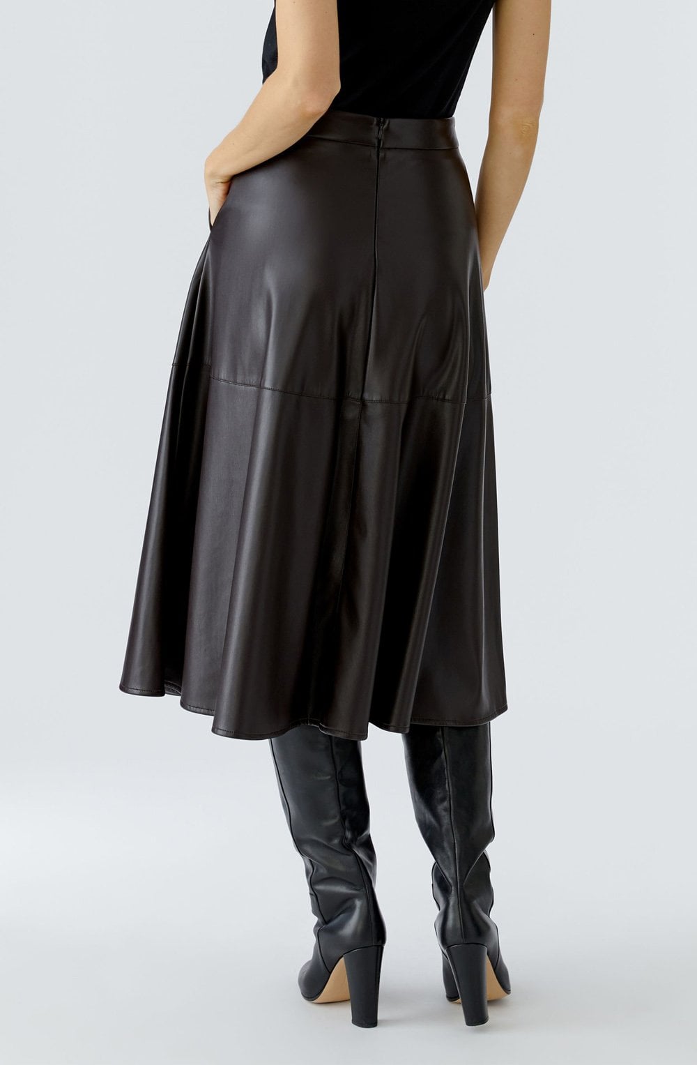 Dark Brown Faux Leather Skirt