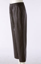 Dark Brown Faux Leather Wide Leg Trousers
