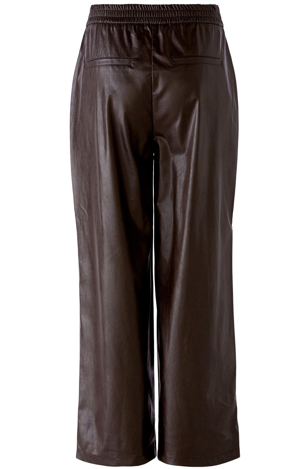 Dark Brown Faux Leather Wide Leg Trousers