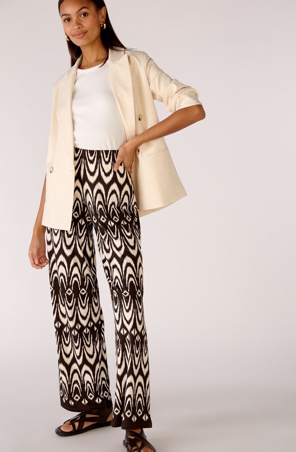 Dark Brown Jersey Wide Leg Trousers