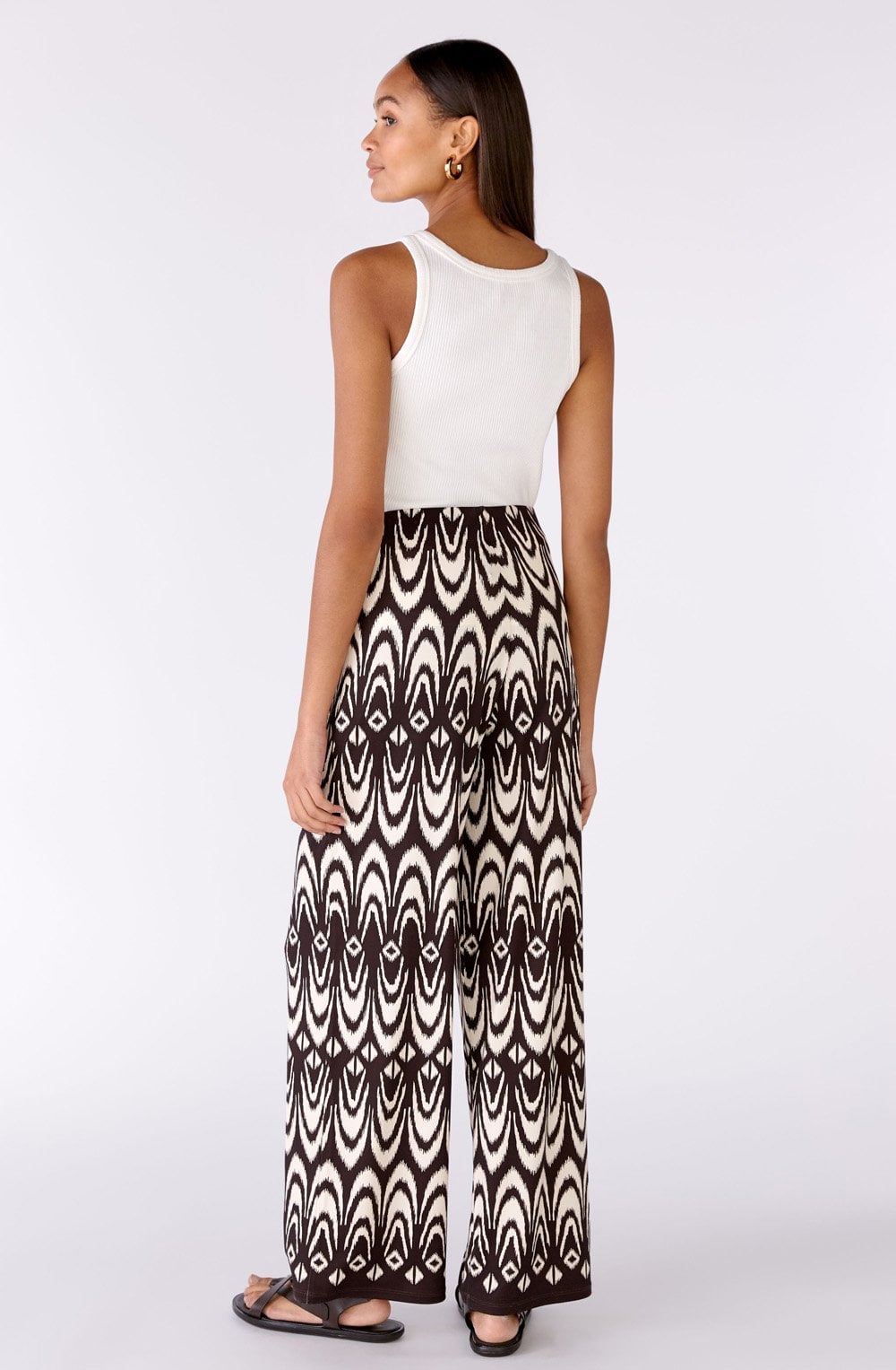 Dark Brown Jersey Wide Leg Trousers