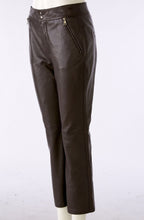 Dark Brown Leather Straight Leather Trousers
