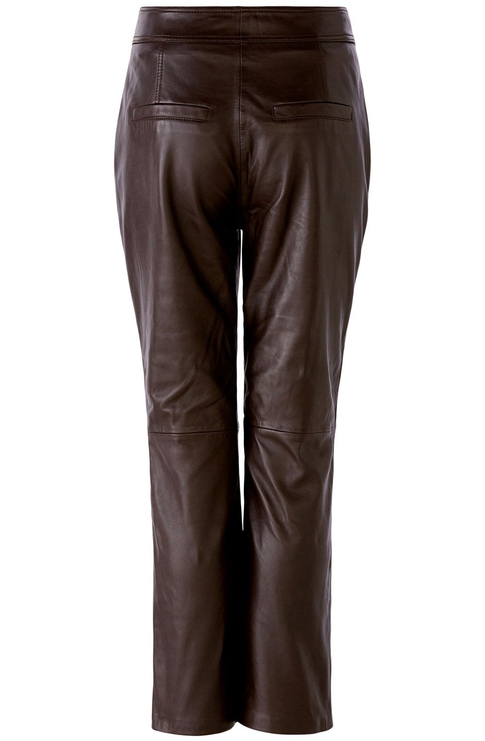 Dark Brown Leather Straight Leather Trousers