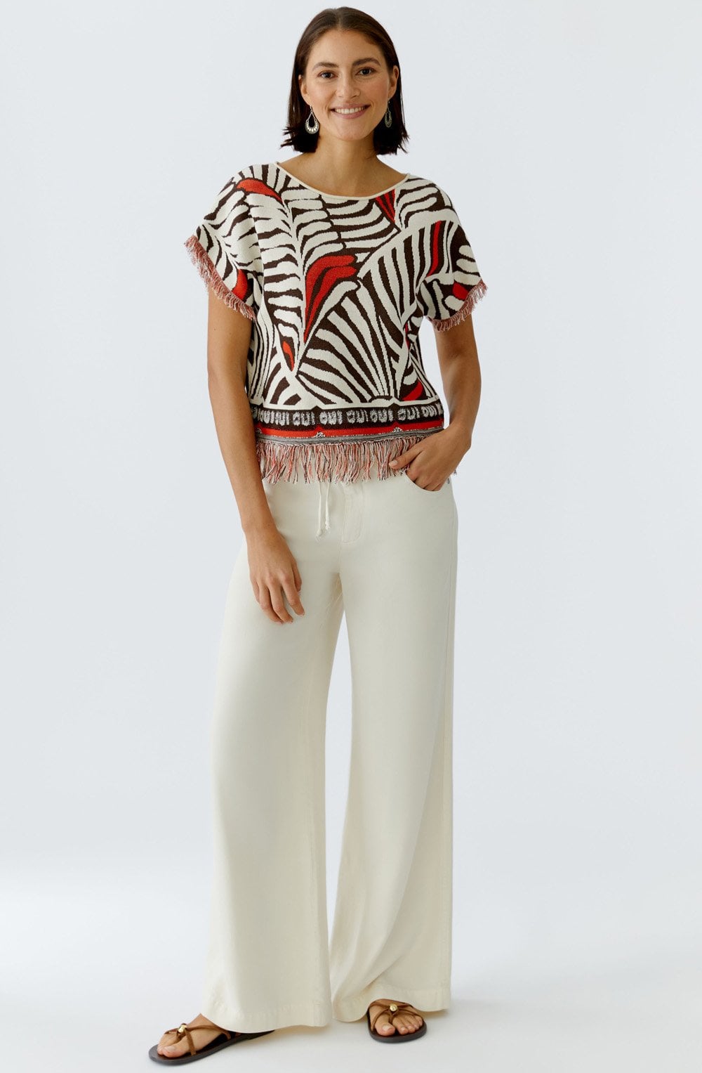 Dark Brown & Orange Tassel Jumper