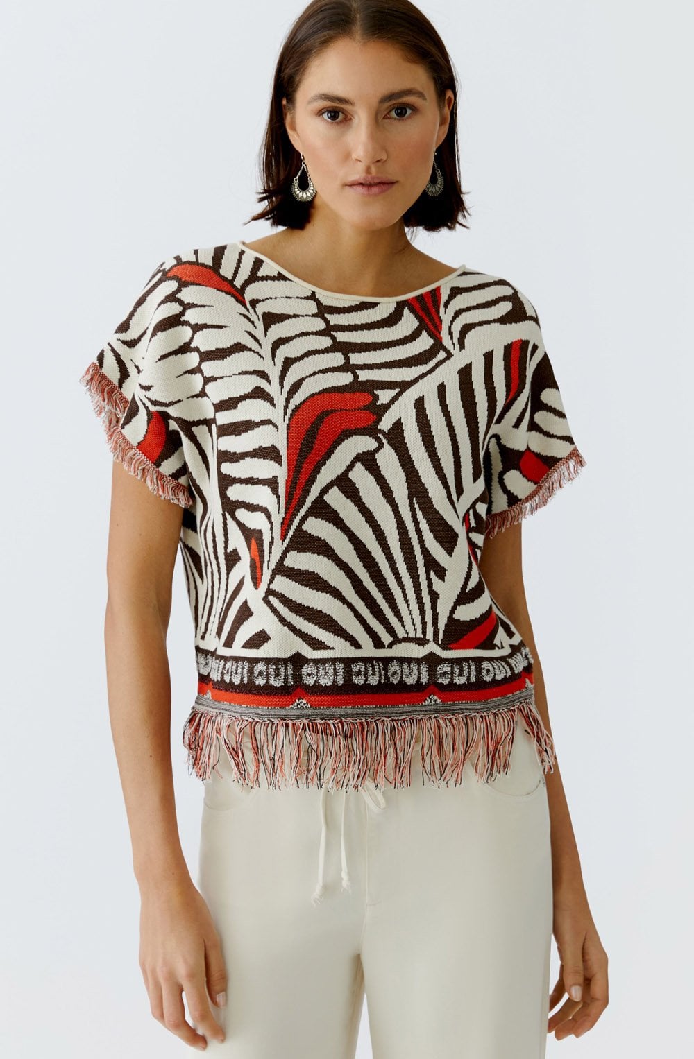 Dark Brown & Orange Tassel Jumper