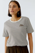 Dark Brown Striped Ciao Amour T Shirt
