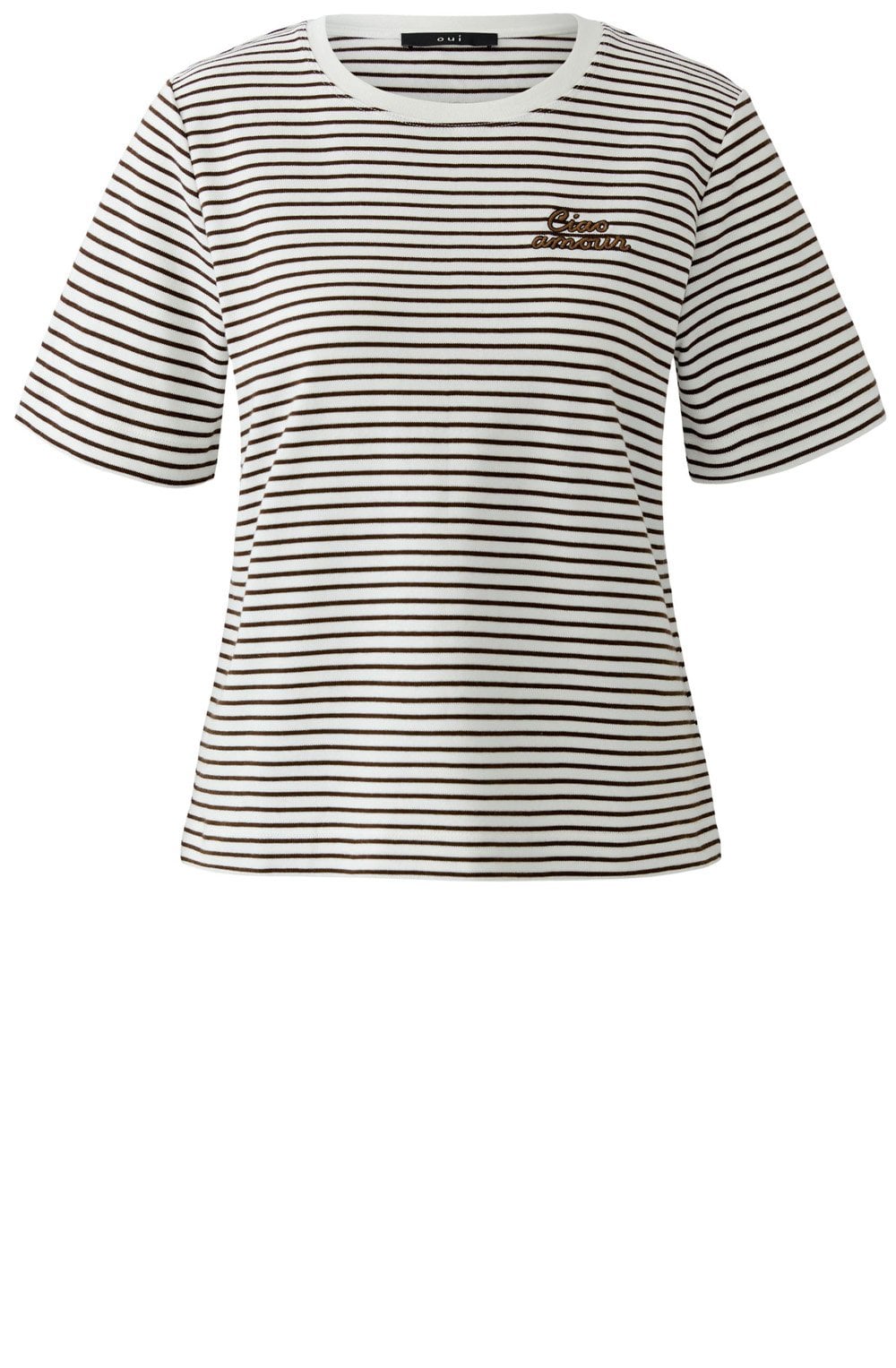 Dark Brown Striped Ciao Amour T Shirt