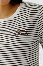 Dark Brown Striped Ciao Amour T Shirt