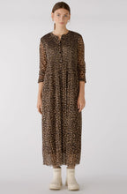 Dark Camel Animal Print Pleated Midi Dress