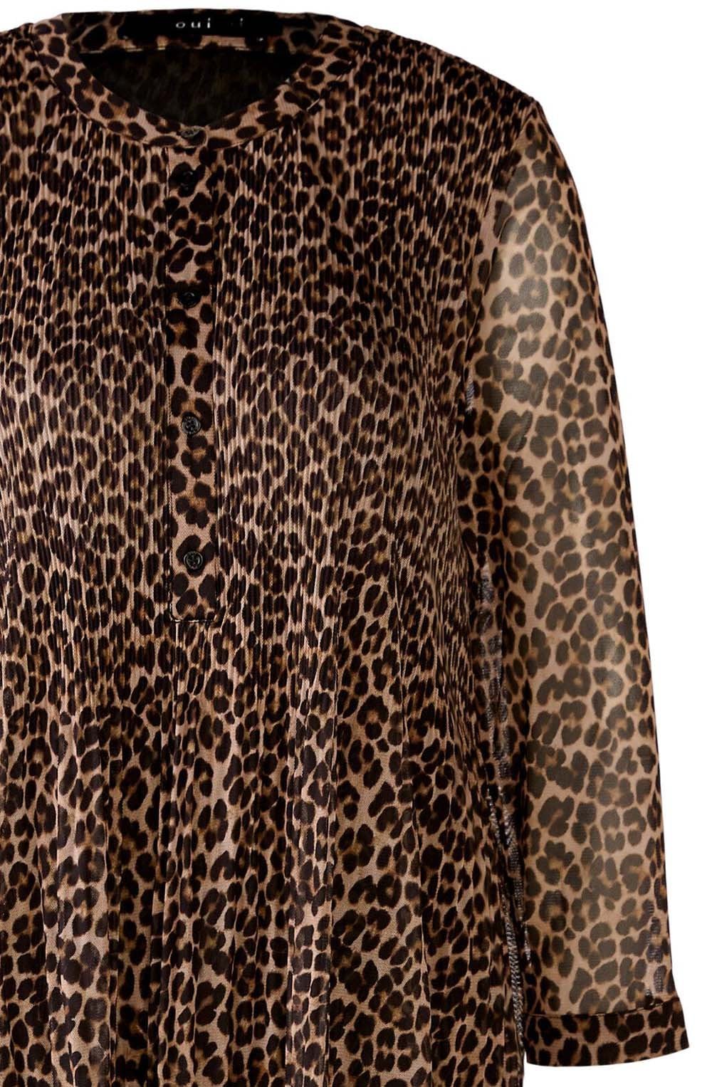 Dark Camel Animal Print Pleated Midi Dress