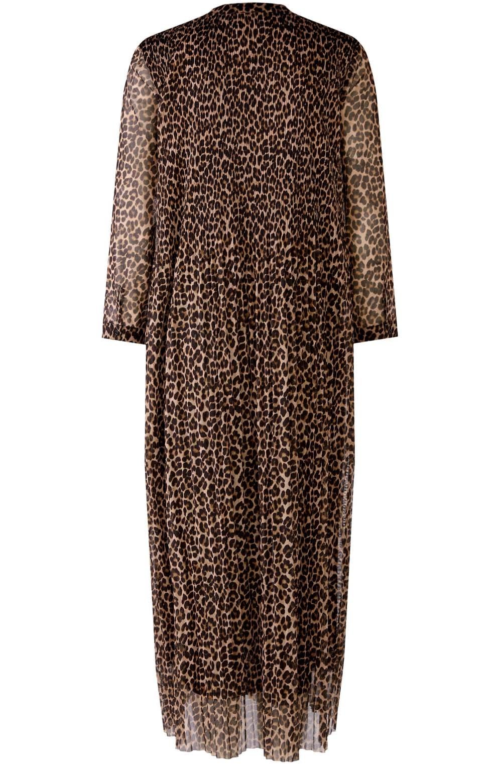 Dark Camel Animal Print Pleated Midi Dress