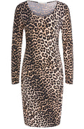 Dark Camel Black Animal Print Dress