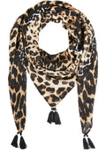 Dark Camel Black Animal Print Scarf
