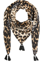 Dark Camel Black Animal Print Scarf