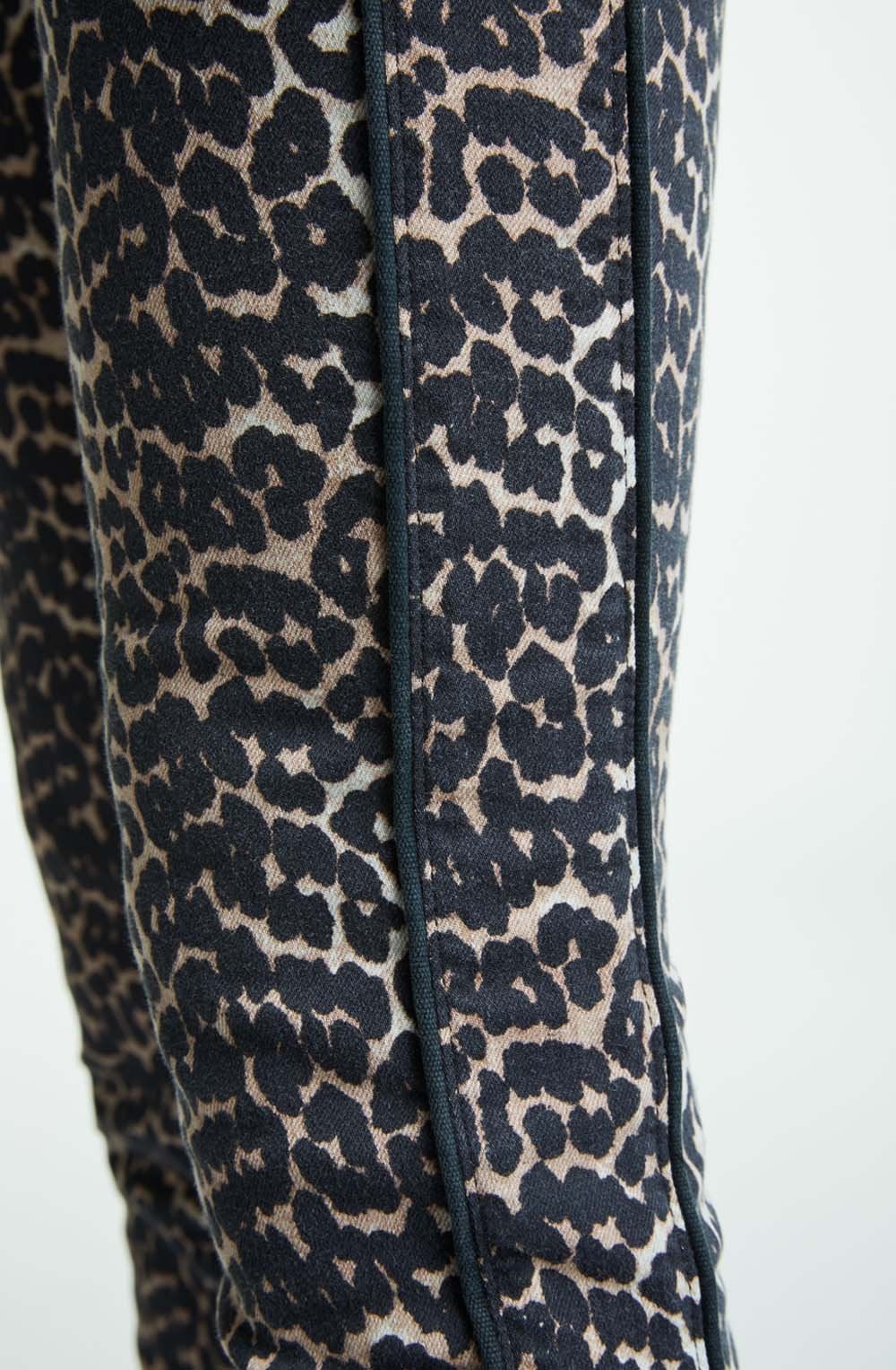 Dark Camel Black Animal Print Trousers
