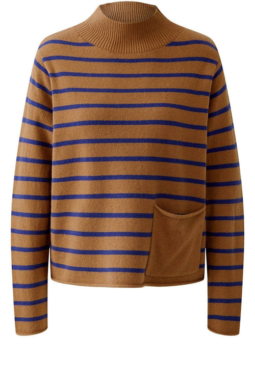 Dark Camel Blue Striped Jumper