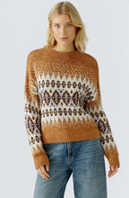 Dark Camel Bold Print Oversized Jumper