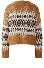 Dark Camel Bold Print Oversized Jumper