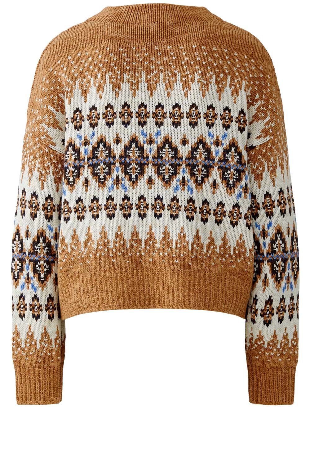 Dark Camel Bold Print Oversized Jumper