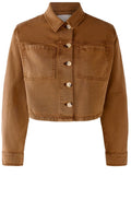Dark Camel Cropped Denim Jacket