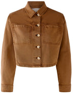 Dark Camel Cropped Denim Jacket
