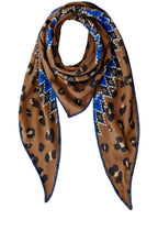 Dark Camel Leopard and Blue Scarf